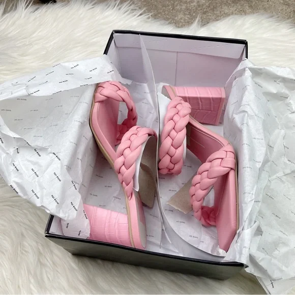 New Dolce Vita Paily Chunky Braided Block Heel Slide Sandal in Rose Stella - Picture 8 of 10